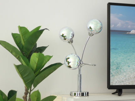 Candice Table Lamp Modern Glass and Chrome Nightstand Light.