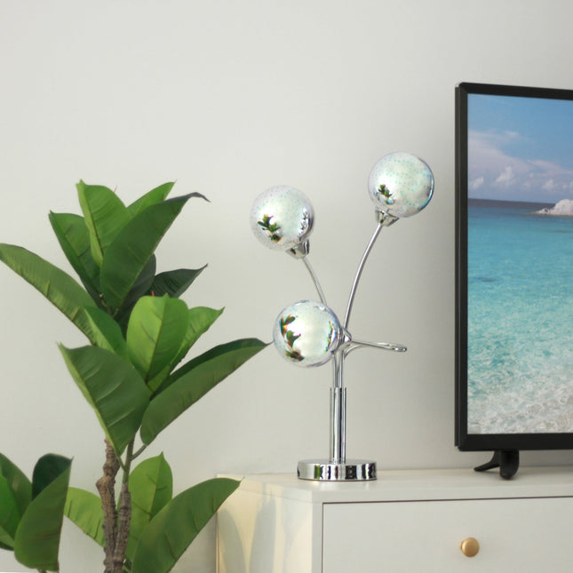 Candice Table Lamp Modern Glass and Chrome Nightstand Light.