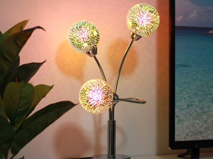 Candice Table Lamp Modern Glass and Chrome Nightstand Light.