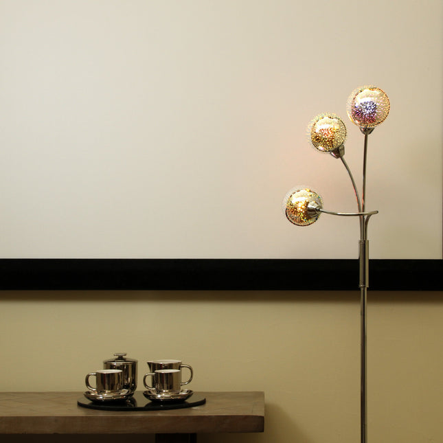 Candice Floor Lamp Modern Chrome Three Sphere Lighting Fixture.