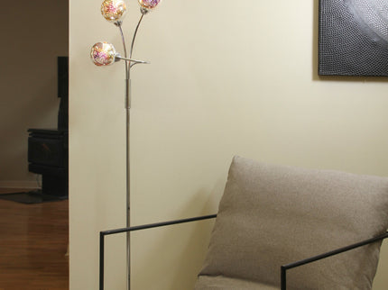 Candice Floor Lamp Modern Chrome Three Sphere Lighting Fixture.