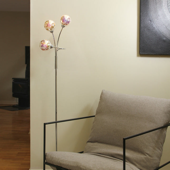 Candice Floor Lamp Modern Chrome Three Sphere Lighting Fixture.