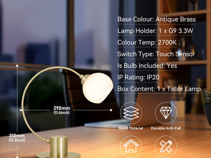 Penelope Touch Table Lamp Chrome and Antique Brass for Modern Decor.