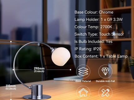 Penelope Touch Table Lamp Chrome and Antique Brass for Modern Decor.