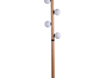 Evie Floor Lamp Modern Matte Black Wood Glass Shades.