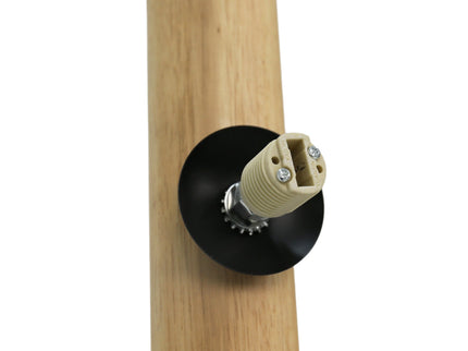 Evie Floor Lamp Modern Matte Black Wood Glass Shades.