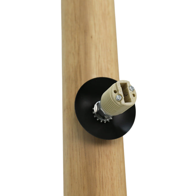 Evie Floor Lamp Modern Matte Black Wood Glass Shades.