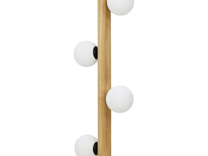 Evie Floor Lamp Modern Matte Black Wood Glass Shades.