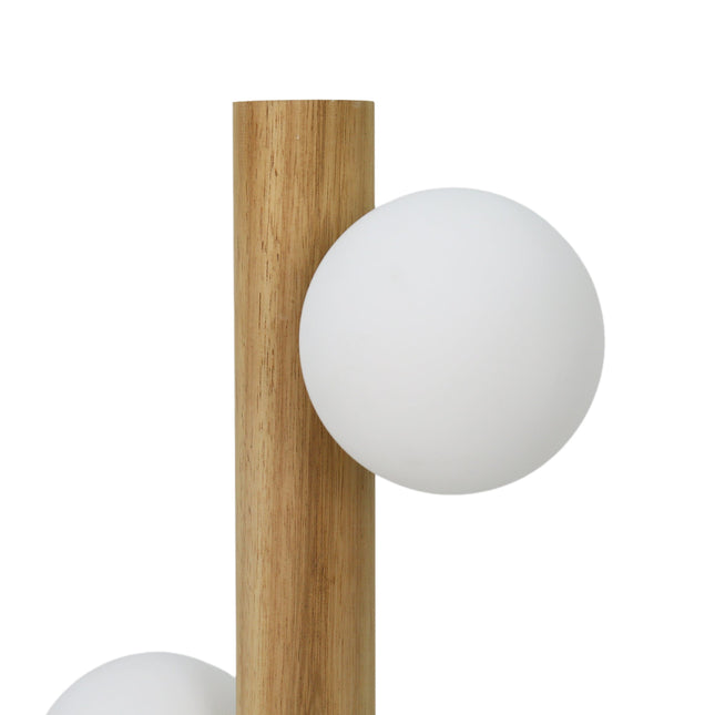 Evie Floor Lamp Modern Matte Black Wood Glass Shades.