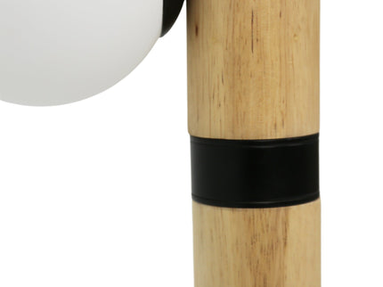 Evie Floor Lamp Modern Matte Black Wood Glass Shades.