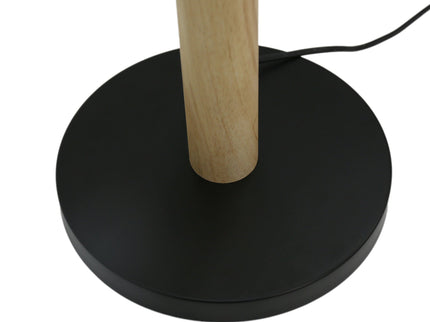 Evie Floor Lamp Modern Matte Black Wood Glass Shades.