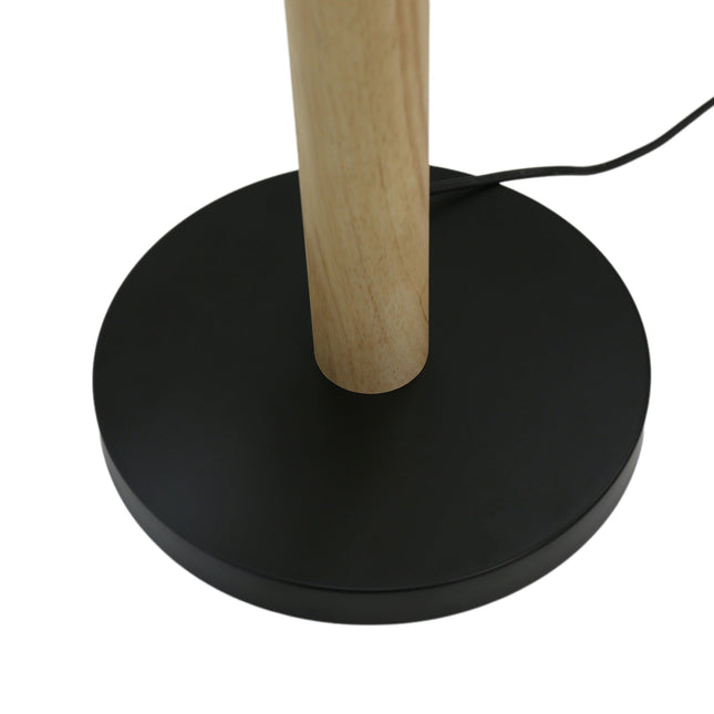 Evie Floor Lamp Modern Matte Black Wood Glass Shades.
