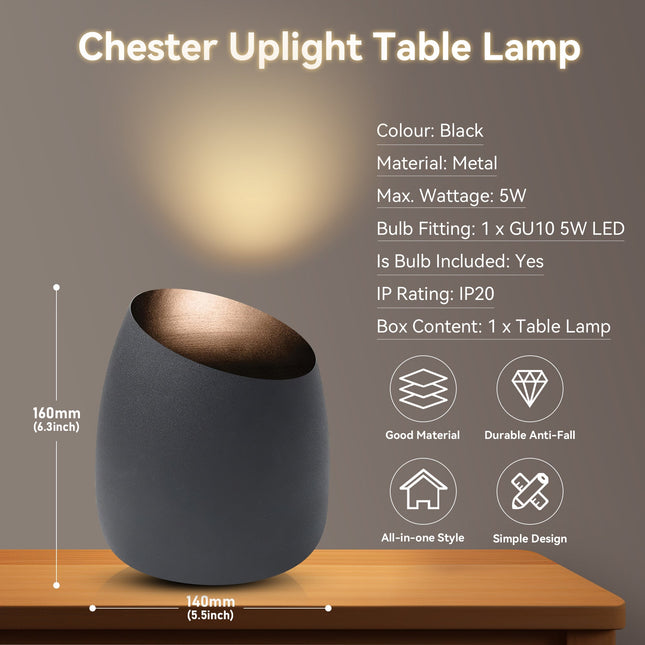 Chester Uplight Table Lamp Black White Stylish Modern Lighting.