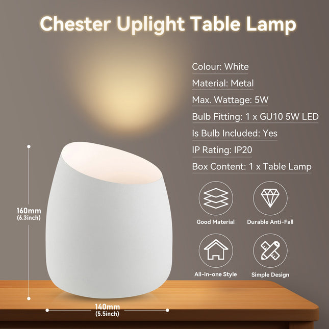 Chester Uplight Table Lamp Black White Stylish Modern Lighting.