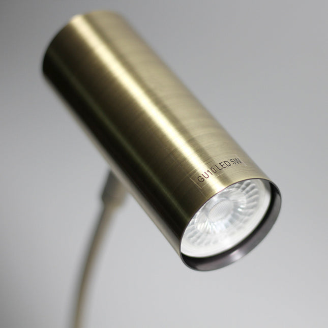 Sarla Table Lamp Satin Chrome Antique Brass Modern Desk Light.