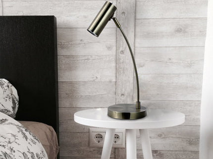 Sarla Table Lamp Satin Chrome Antique Brass Modern Desk Light.