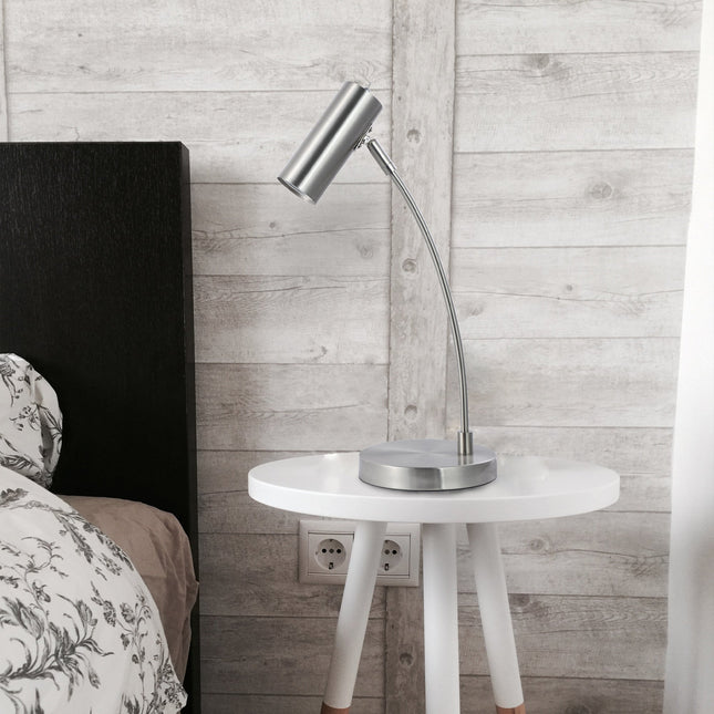 Sarla Table Lamp Satin Chrome Antique Brass Modern Desk Light.