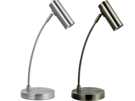 Sarla Table Lamp Satin Chrome Antique Brass Modern Desk Light.