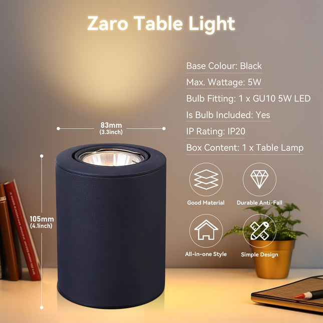 Zaro Table Light Black White Satin Chrome Modern Desk Lamp.