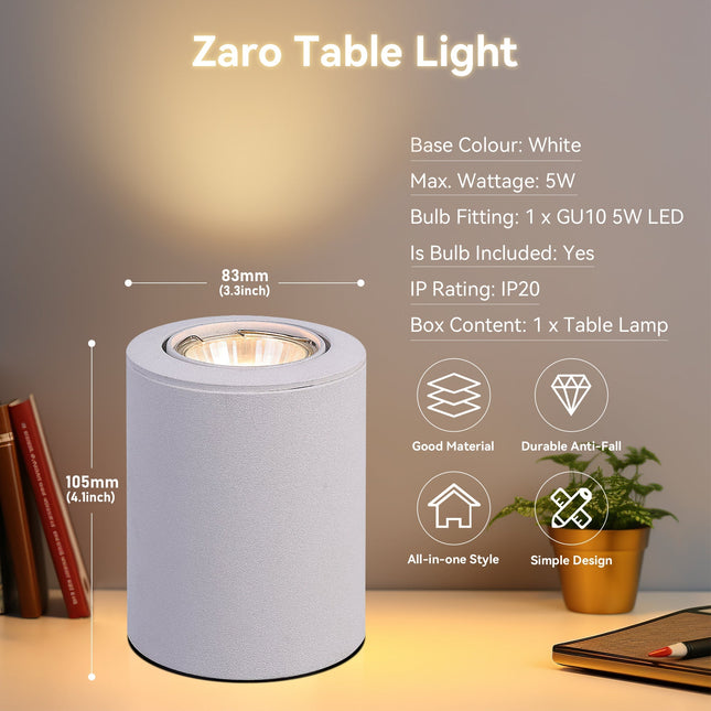 Zaro Table Light Black White Satin Chrome Modern Desk Lamp.