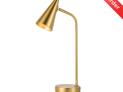 Isolde Table Lamp with Adjustable Shade and Modern Brass Finish.