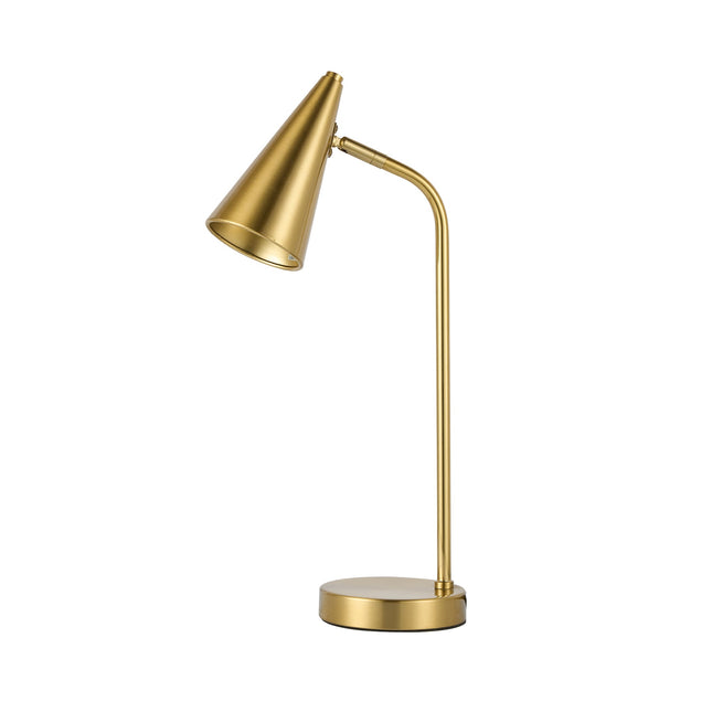 Isolde Table Lamp with Adjustable Shade and Modern Brass Finish.