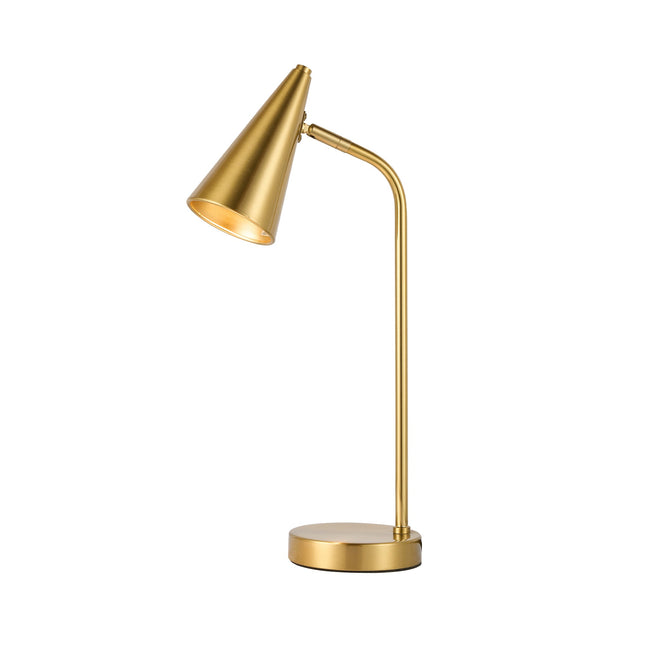 Isolde Table Lamp with Adjustable Shade and Modern Brass Finish.