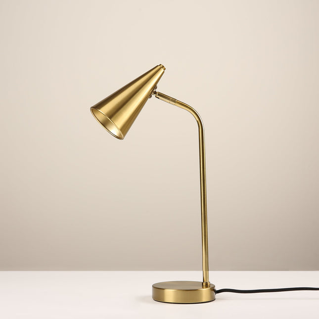 Isolde Table Lamp with Adjustable Shade and Modern Brass Finish.