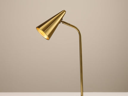 Isolde Table Lamp with Adjustable Shade and Modern Brass Finish.