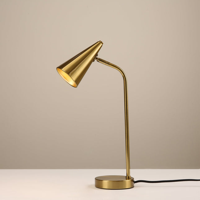 Isolde Table Lamp with Adjustable Shade and Modern Brass Finish.