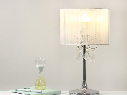Paris Crystal Table Lamp White Black Elegant Modern Decor.