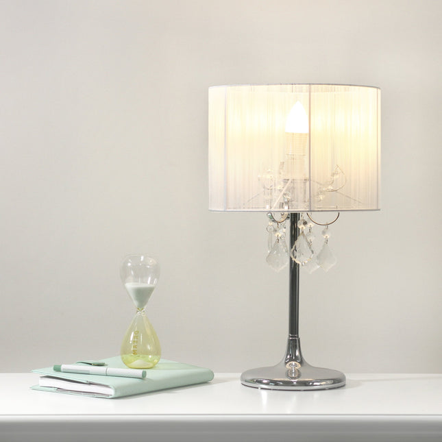 Paris Crystal Table Lamp White Black Elegant Modern Decor.