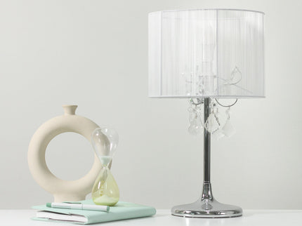 Paris Crystal Table Lamp White Black Elegant Modern Decor.