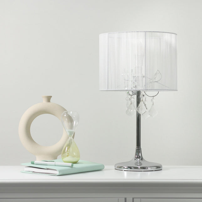 Paris Crystal Table Lamp White Black Elegant Modern Decor.