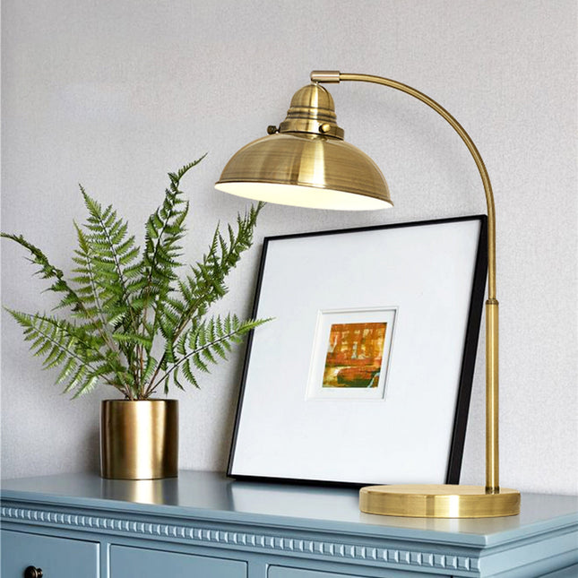 Manor Metal Table Lamp Weathered Brass Antique Copper or Chrome.