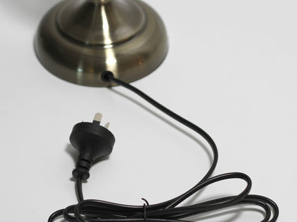 Samantha Touch Table Lamp with Antique Brass Finish and Glass Shade.