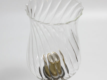 Samantha Touch Table Lamp with Antique Brass Finish and Glass Shade.
