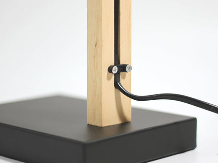 Thorina Table Lamp with Linen Shade and Black Metal Base.