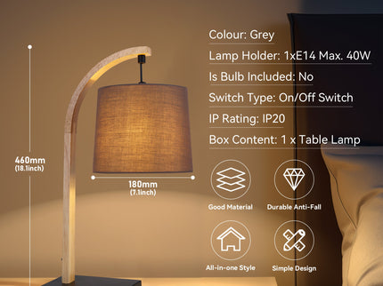 Thorina Table Lamp with Linen Shade and Black Metal Base.