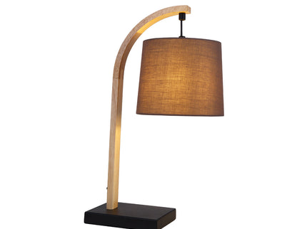 Thorina Table Lamp with Linen Shade and Black Metal Base.