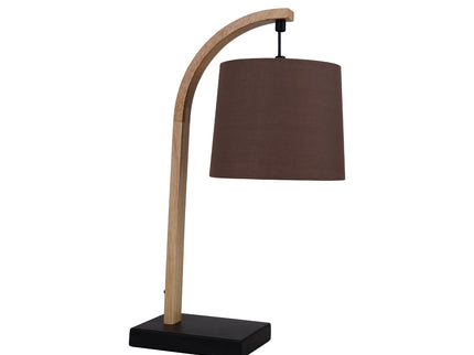 Thorina Table Lamp with Linen Shade and Black Metal Base.