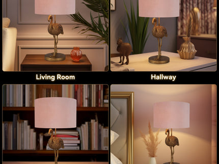 Flamingo Standing Table Lamp Gold Elegant Animal Decor Light.
