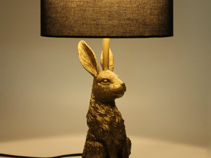 Rabbit Sitting Table Lamp Gold Elegant Animal Decor for Living Room.