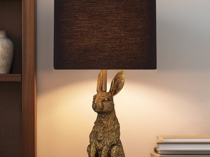 Rabbit Sitting Table Lamp Gold Elegant Animal Decor for Living Room.