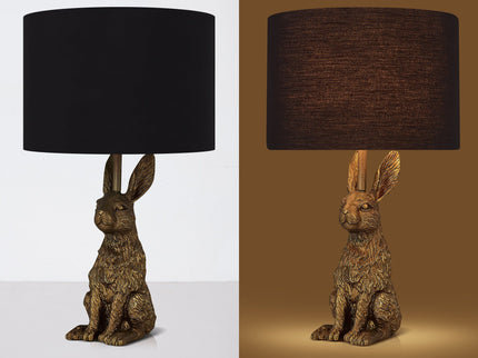 Rabbit Sitting Table Lamp Gold Elegant Animal Decor for Living Room.
