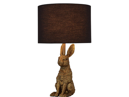 Rabbit Sitting Table Lamp Gold Elegant Animal Decor for Living Room.