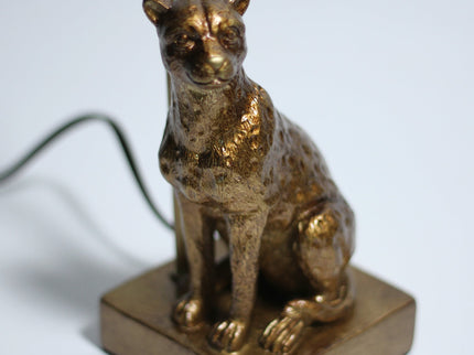 Cheetah Sitting Table Lamp Copper Stylish Animal Decor Lighting.