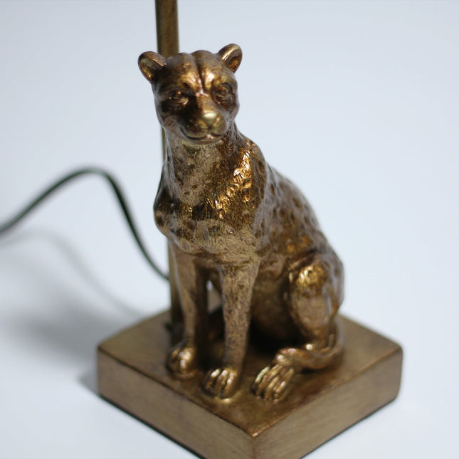 Cheetah Sitting Table Lamp Copper Stylish Animal Decor Lighting.