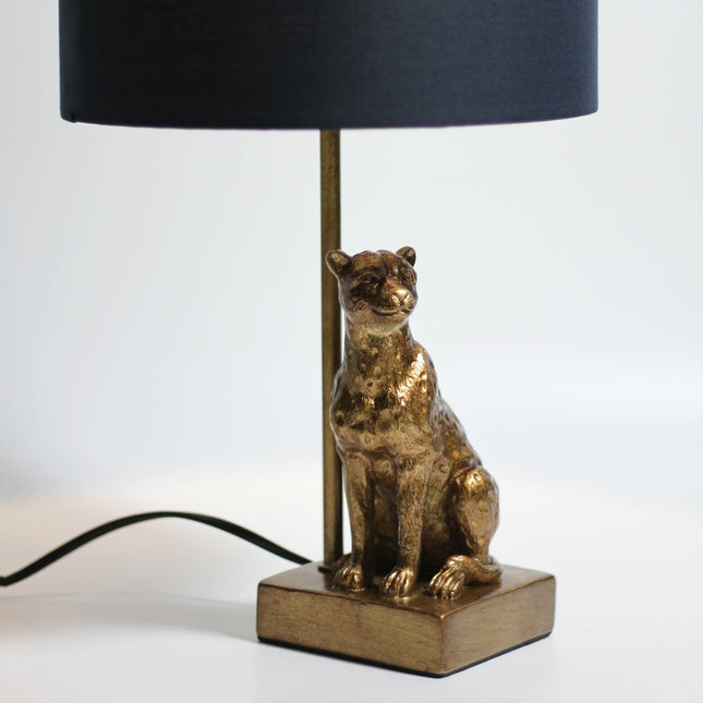 Cheetah Sitting Table Lamp Copper Stylish Animal Decor Lighting.