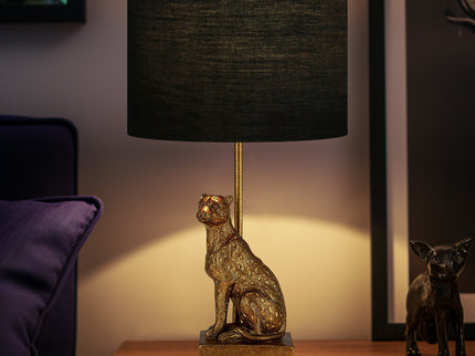 Cheetah Sitting Table Lamp Copper Stylish Animal Decor Lighting.